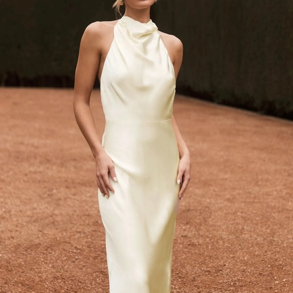 Meshki Dresses & Skirts - Meshki Cream Halter Maxi Dress